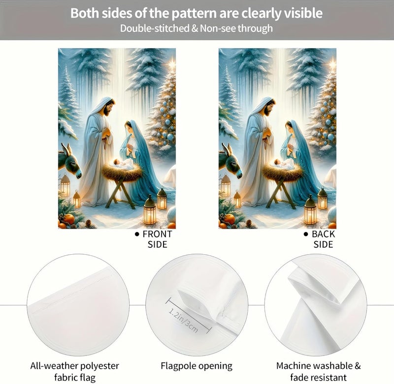 BlissYard Christmas Garden Flag 12x18 Inches - Double-Sided Nativity Scene with Holy Family and Baby Jesus, Weatherproof Religious Outdoor Decoration for Lawn, Patio, and Garden - Image 5